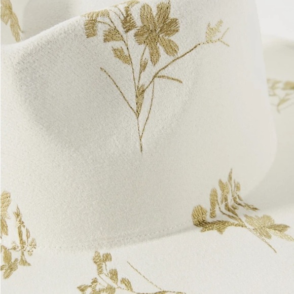 Anthropologie floral rancher hat one size new White Floral Wide-Brim Hat main image 2